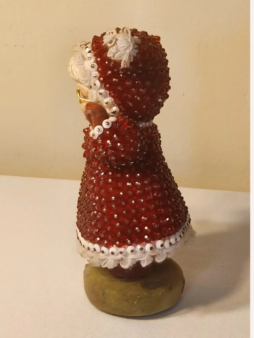 Vintage Flocked Push Pin Mrs Claus Christmas Decoration
